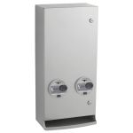 Máquina Expendedora a Botón de Toallitas Higiénicas/Tampones Bobrick Classic Series, Instalación en Superficie, Funcionamiento con Una Moneda de $0.25